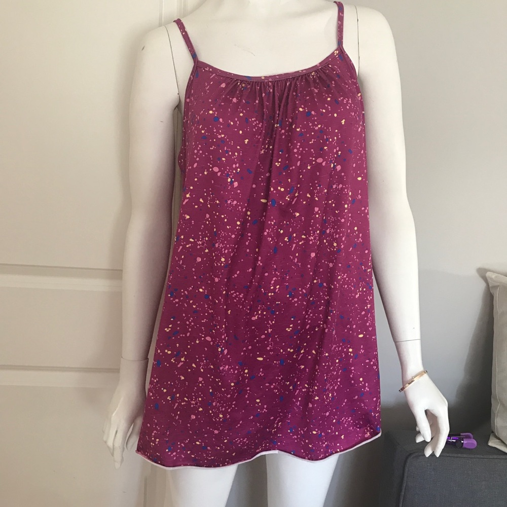Pink patterned long tank